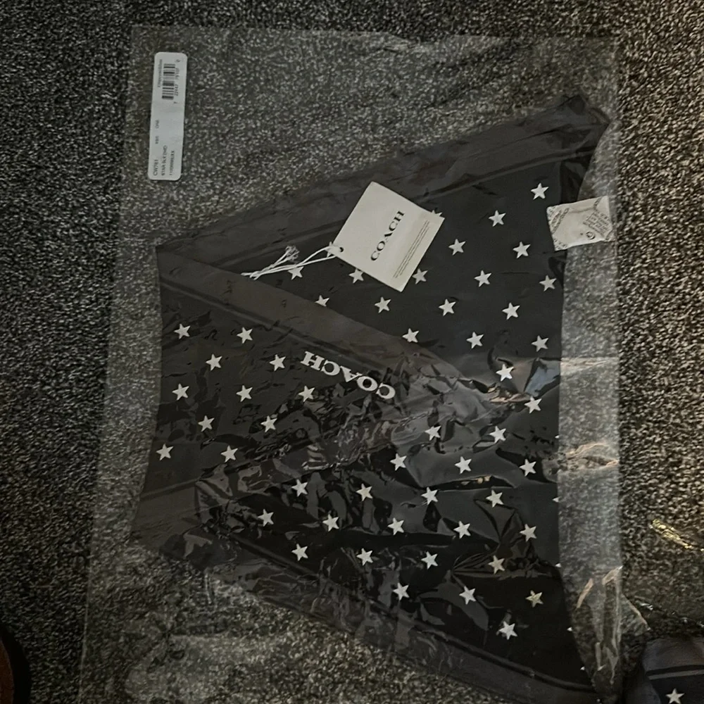 Coach Star Silk Bandana Charcoal and Silver - Picture 1 of 4
